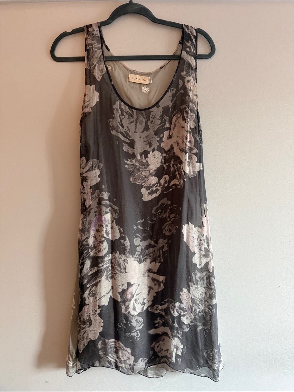Womens Floral Midi Dress — Black and Cream